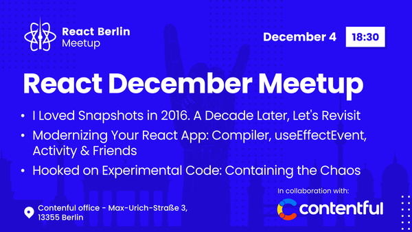 Event Cover Photo for React Berlin December Meetup