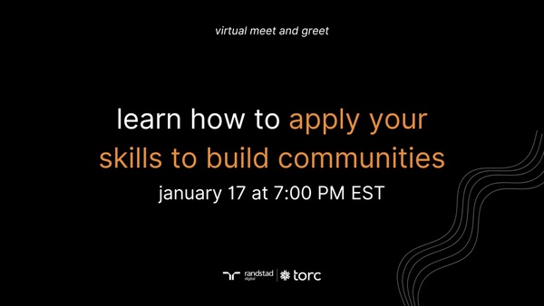 Event Cover Photo for Torc Virtual Meet and Greet: Applying Your Skills to Build Communities