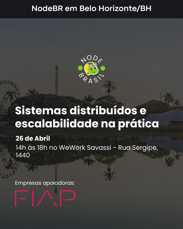 Event Cover Photo for NodeBR [Belo Horizonte] #001 - Sistemas distribuídos e escalabilidade na prática