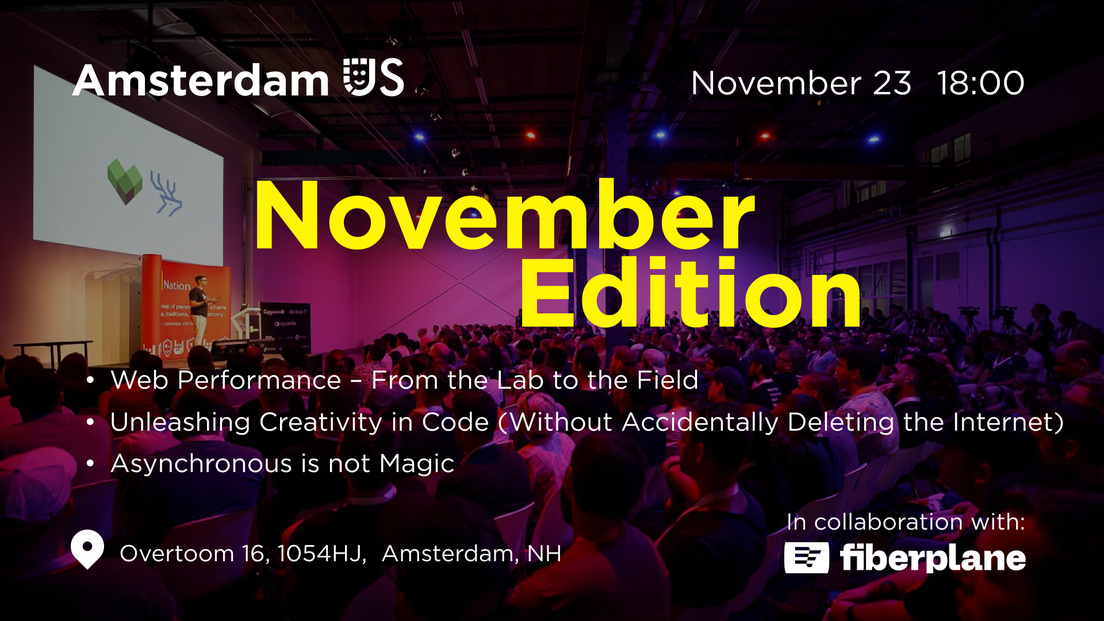 Cover Photo for AmsterdamJS Meetup: Web Performance, Unleashing Creativity in Code & more