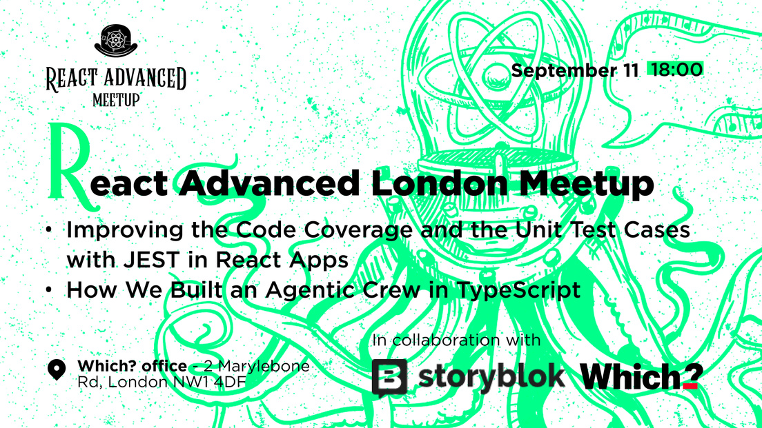 Cover Photo for React Advanced London Meetup: How to Built an Agentic Crew in TypeScript & more!