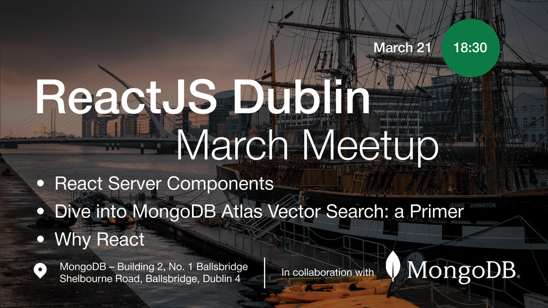 Cover Photo for React Dublin Spring Meetup: React Server Components & more