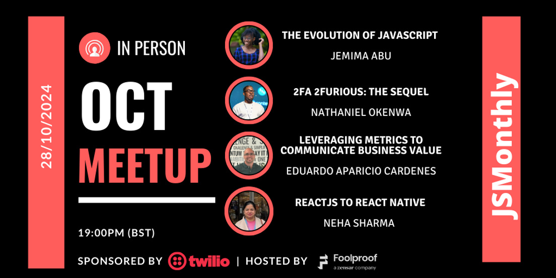 Cover Photo for JSMONTHLY OCTOBER MEETUP
