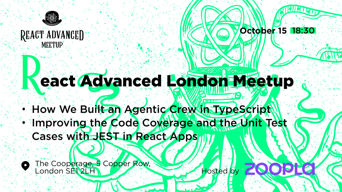 Cover Photo for React Advanced London Meetup: How to Built an Agentic Crew in TypeScript & more!