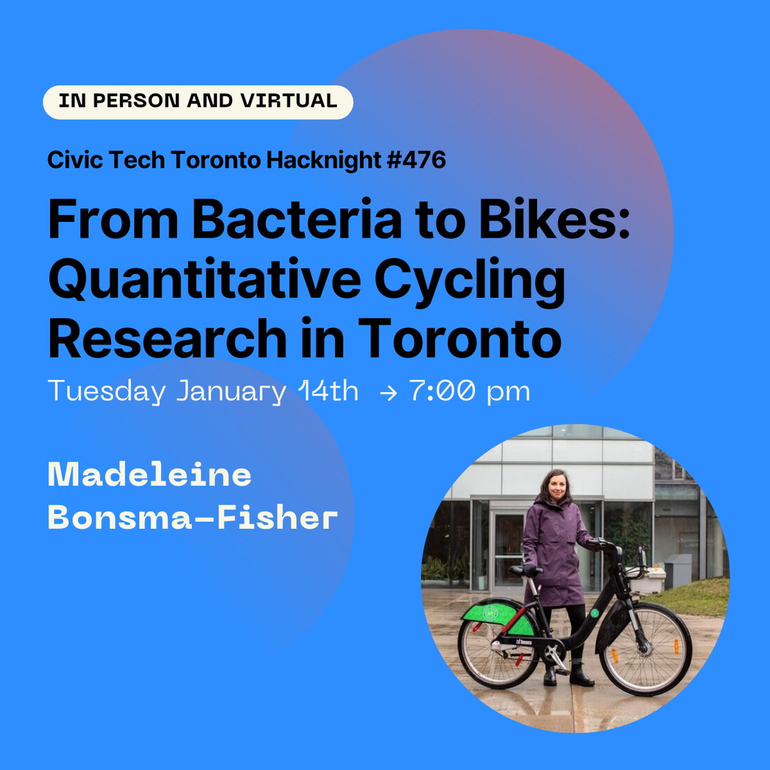Cover Photo for Civic Hacknight #476: From Bacteria to Bikes – Quantitative Cycling Research in Toronto