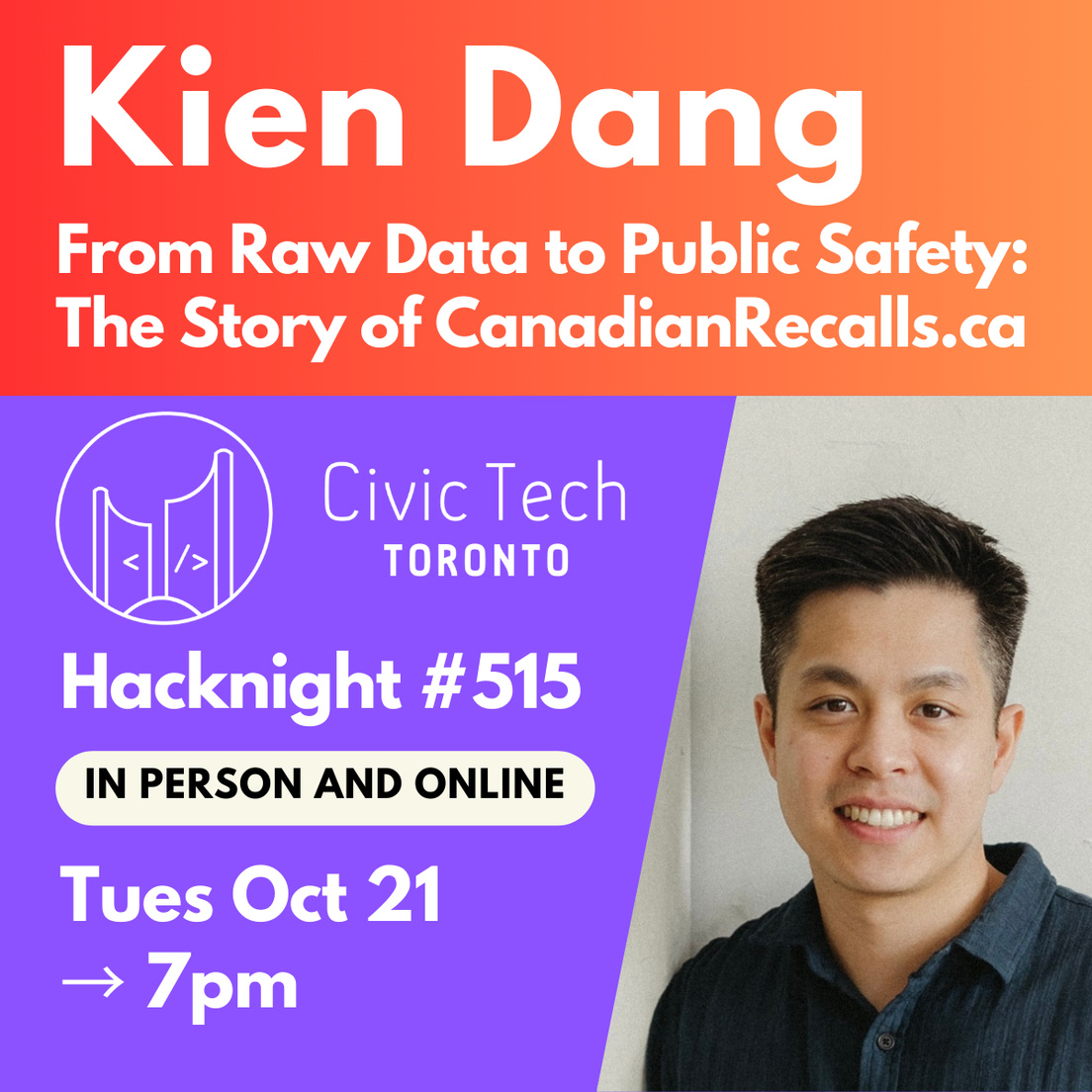 Cover Photo for Civic Hacknight #515: From Raw Data to Public Safety: The Story of CanadianRecalls.ca