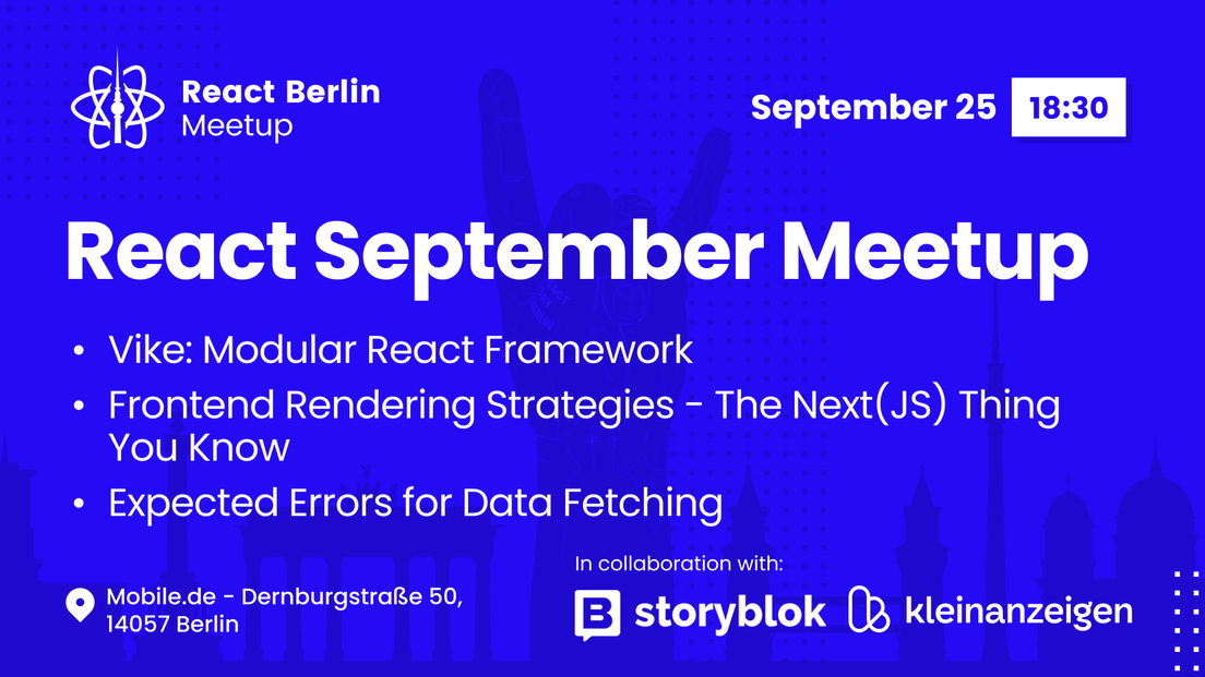 Cover Photo for React Berlin Meetup: the next generation of React framework & more