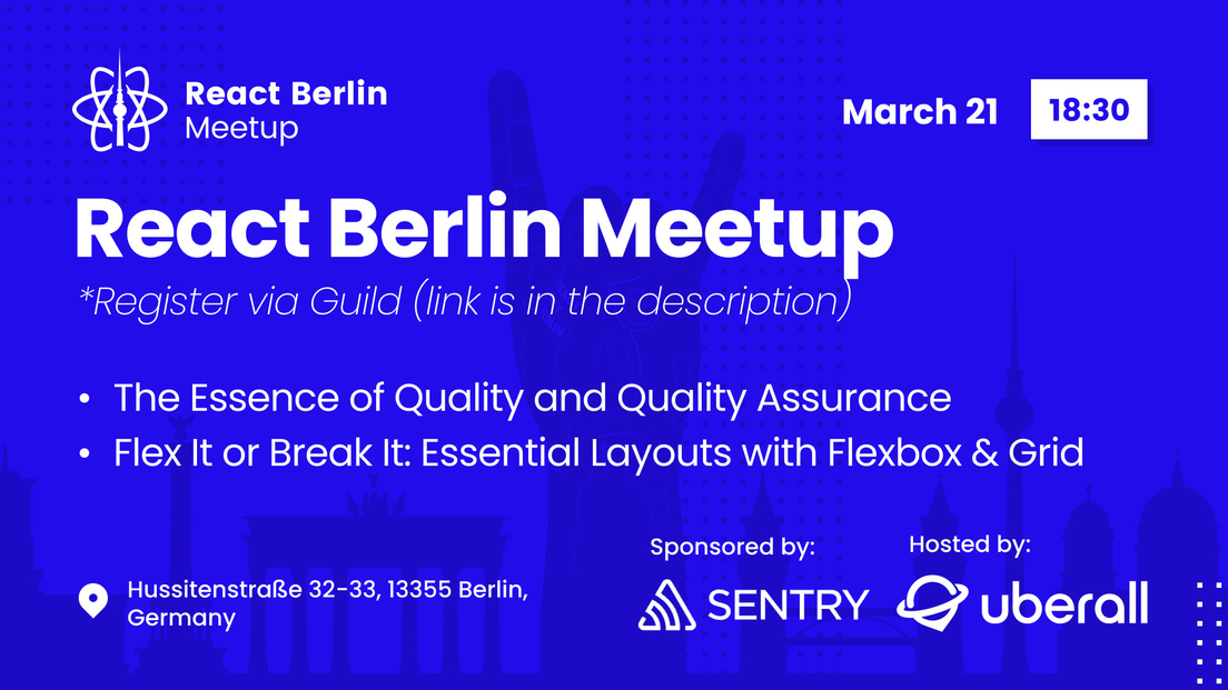 Cover Photo for React Berlin Meetup: The Essence of Quality and Quality Assurance & more