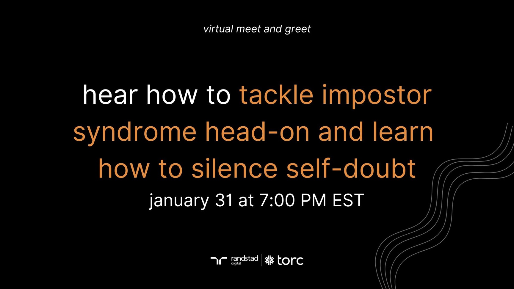 Event Cover Photo for Torc Virtual Meet and Greet | Impostor Syndrome: The New Partner