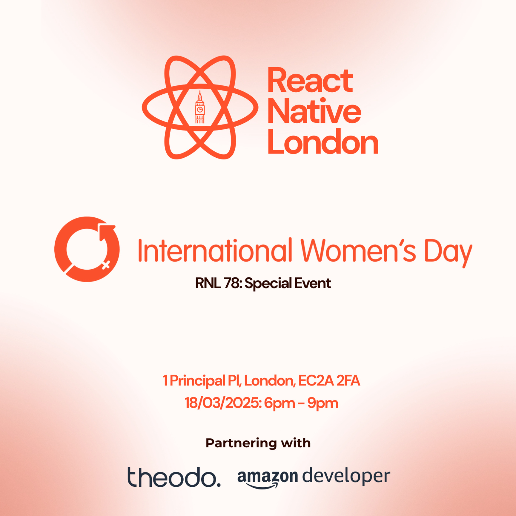Event Cover Photo for ⚛️ React Native London - Mar 2025 - International Womens Day