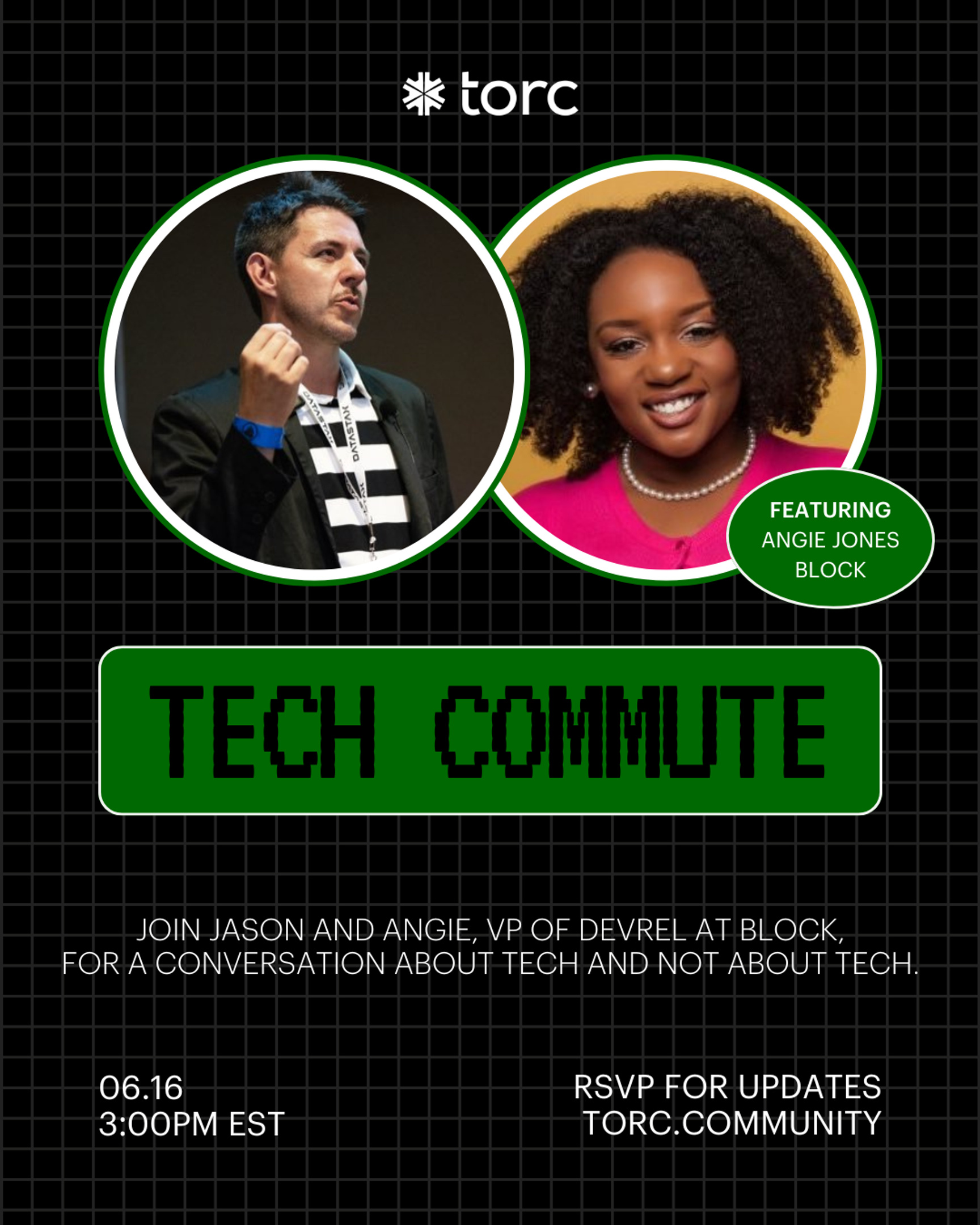 Event Cover Photo for #techcommute with Angie Jones