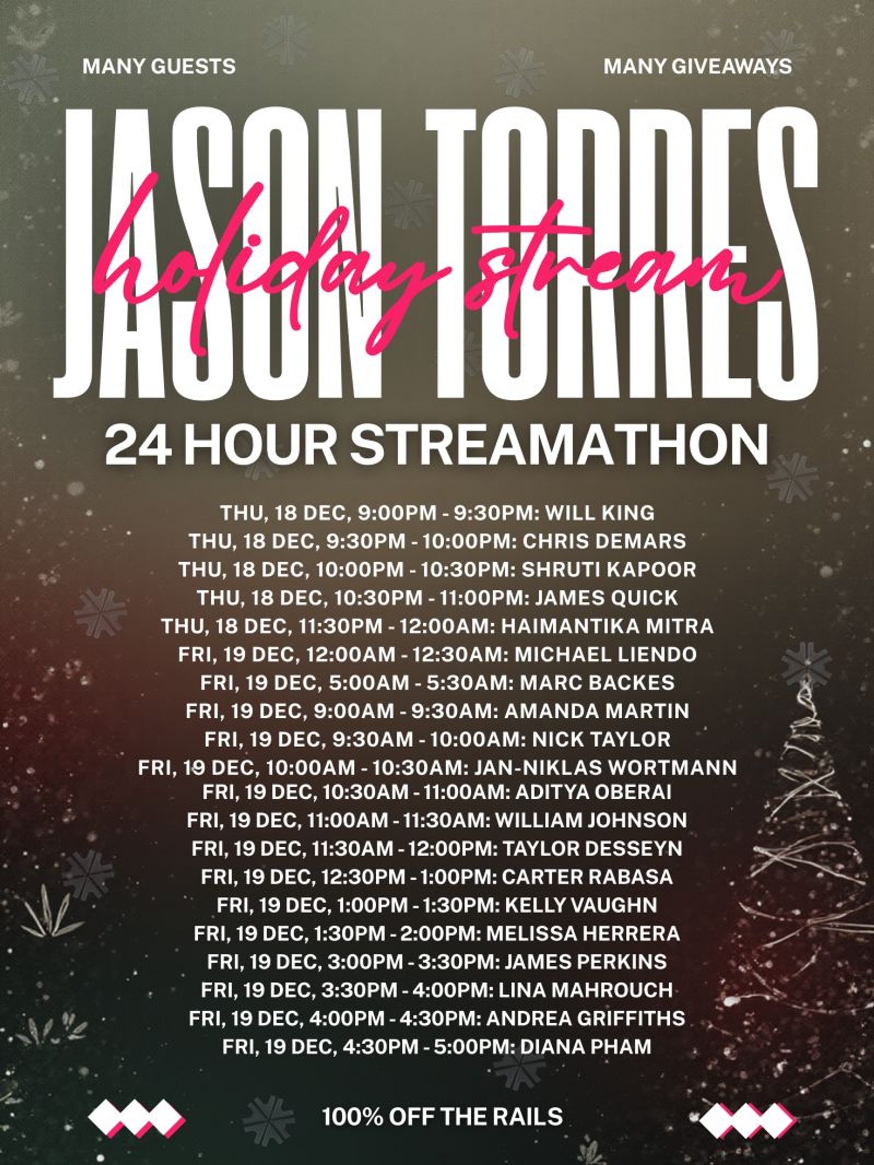 Event Cover Photo for Jason Torres' Holiday 24-Hour Streamathon