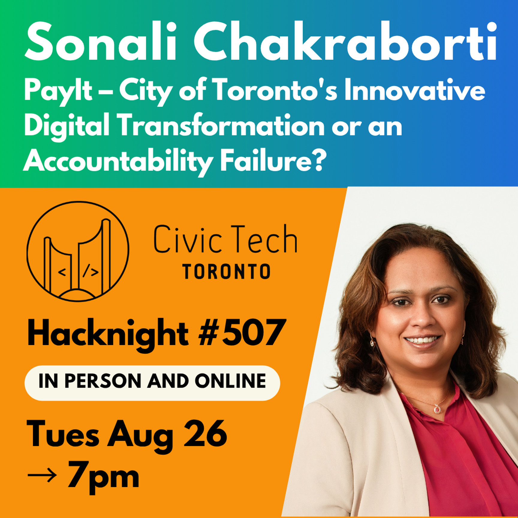 Event Cover Photo for Civic Hacknight #507: PayIt – City of Toronto's Innovative Digital Transformation or an Accountability Failure?