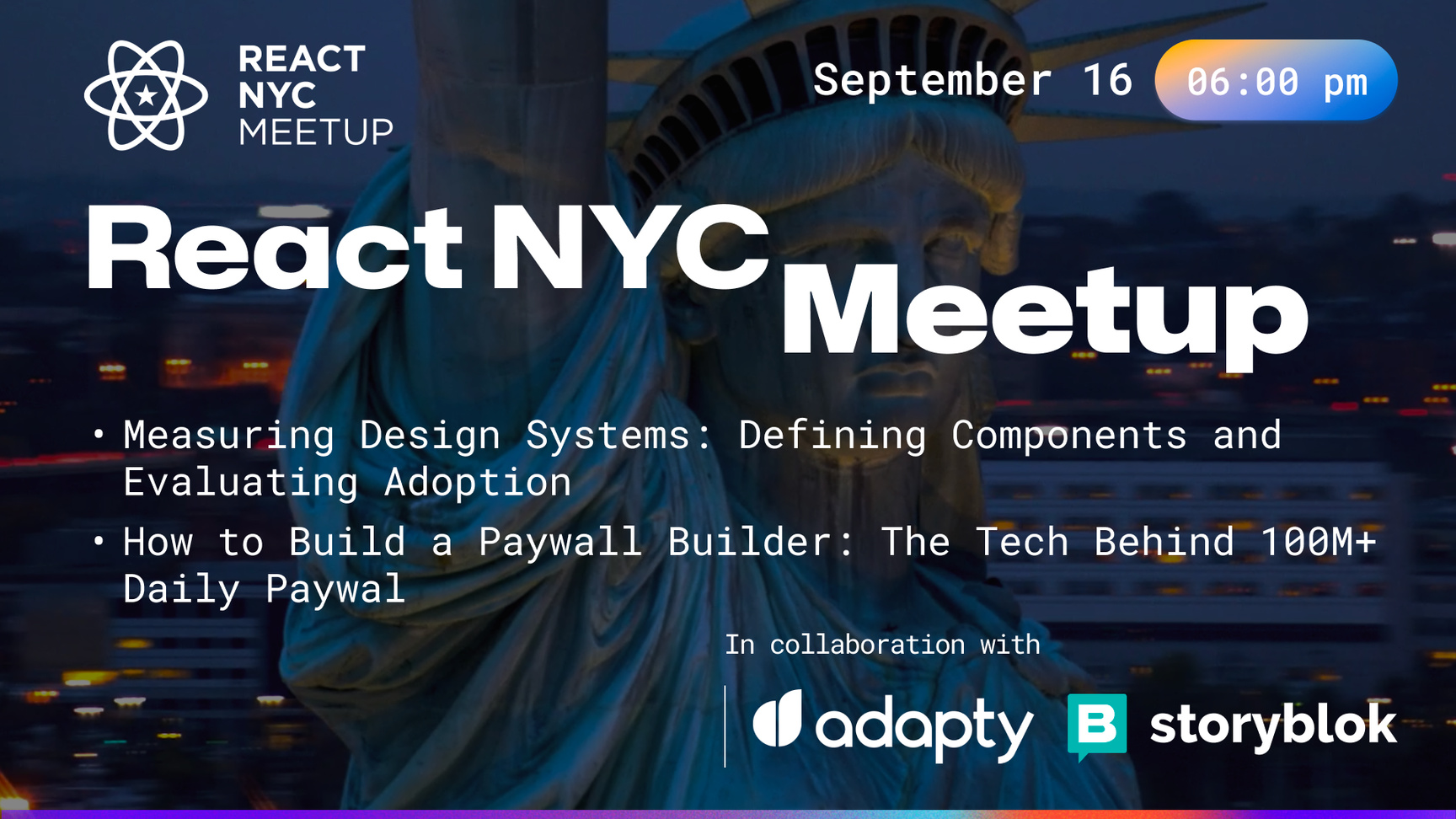 Event Cover Photo for React.NYC Meetup - Defining Components in Design Systems & more