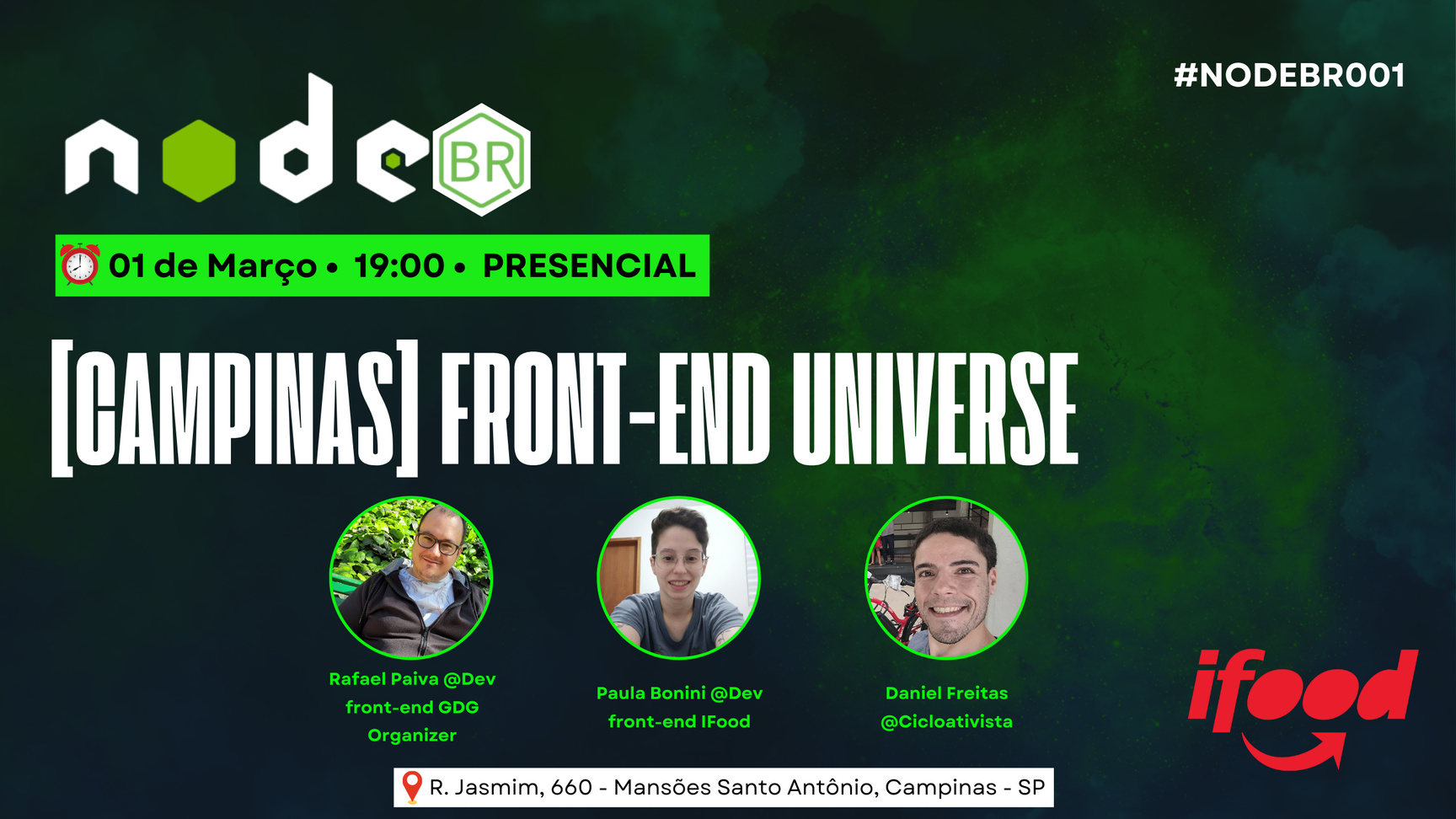 Event Cover Photo for NodeBR [Campinas] #001 - Front-End Universe