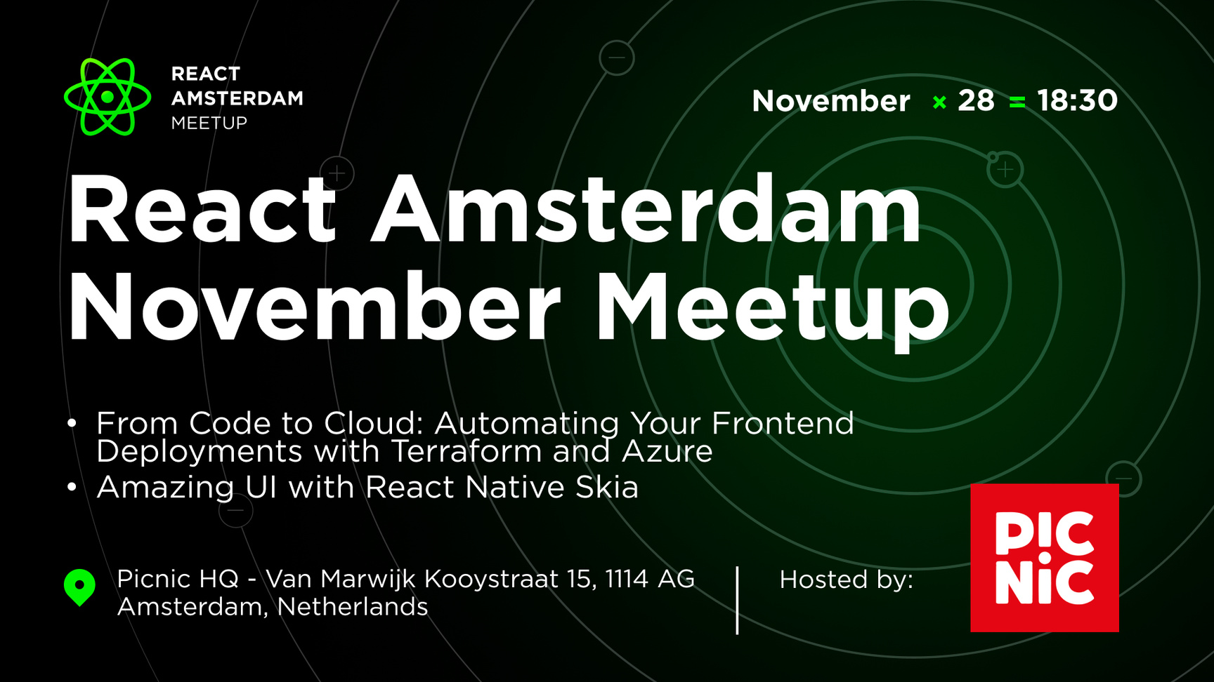 Event Cover Photo for React Amsterdam November Meetup