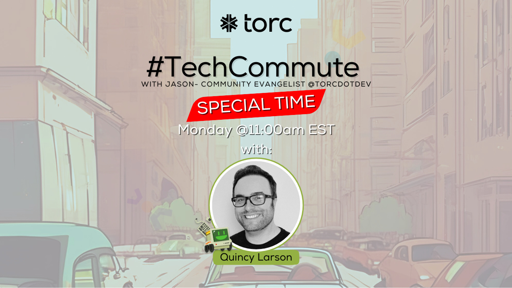 Event Cover Photo for tech commute w/ Quincy Larson