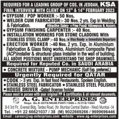 Construction Company jobs - Saudi & Qatar