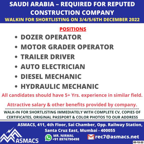 Construction Company jobs - Saudi