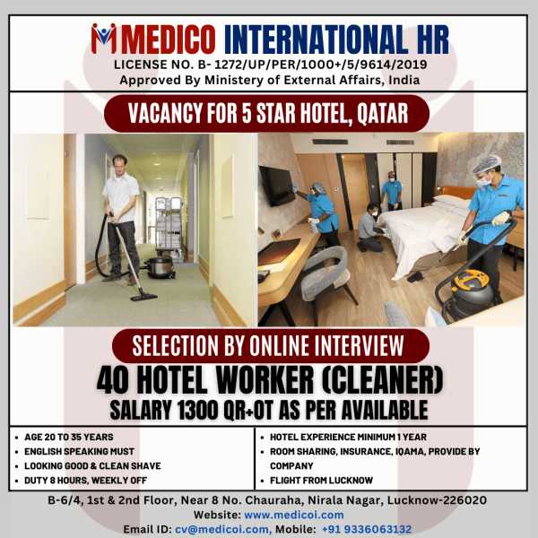 Jobs for 5 Star Hotel in Qatar