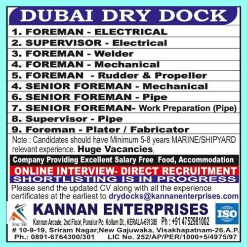 Jobs for Drydocks in Dubai