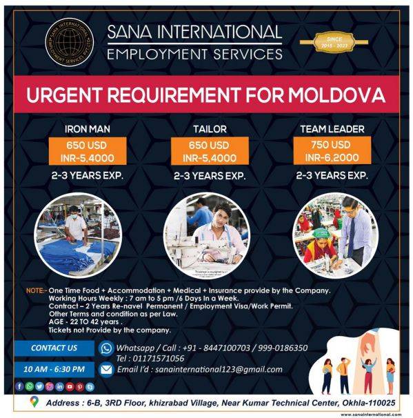 Jobs vacancies for Moldova