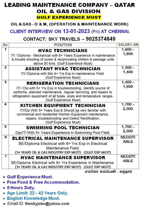Assignment abroad times | Dubai, Saudi, Qatar jobs Oil & Gas Division Jobs - Qatar