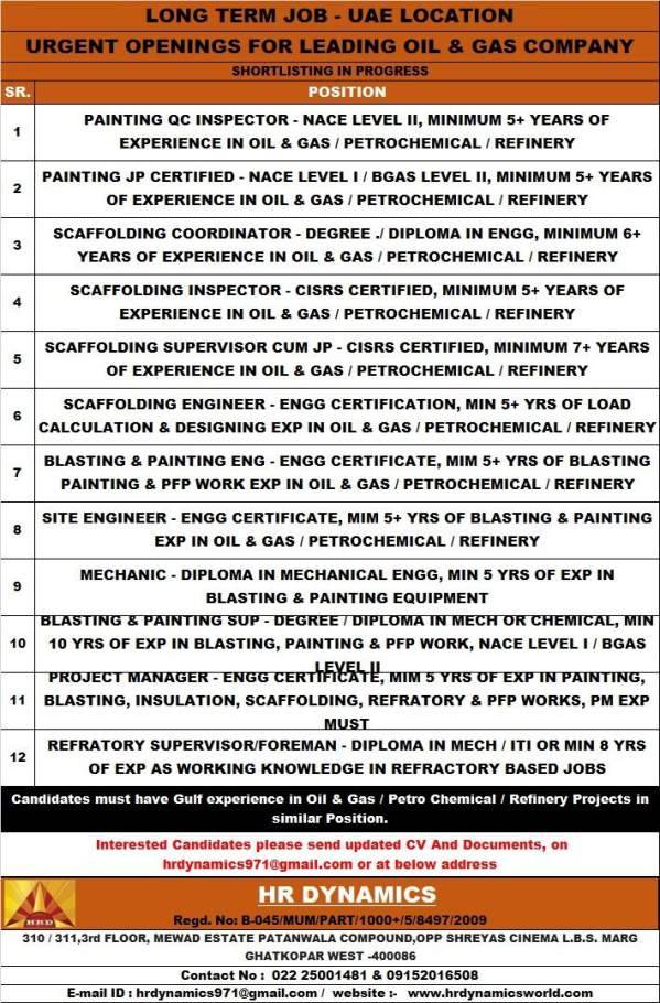 Oil & gas company wants - UAE