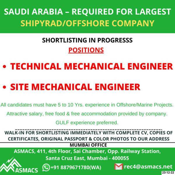 Shipyard Offshore Job - Saudi Arabia