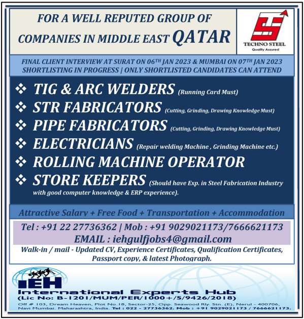 Techno Steel Jobs - Qatar