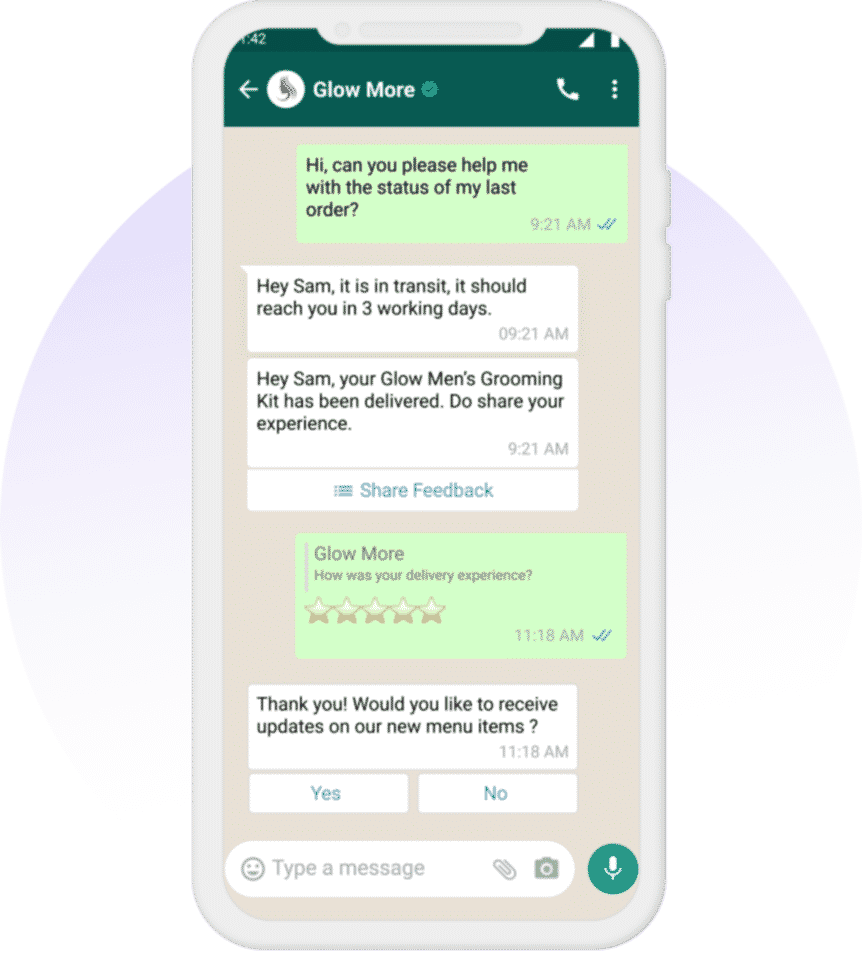 WhatsApp chatbot for support