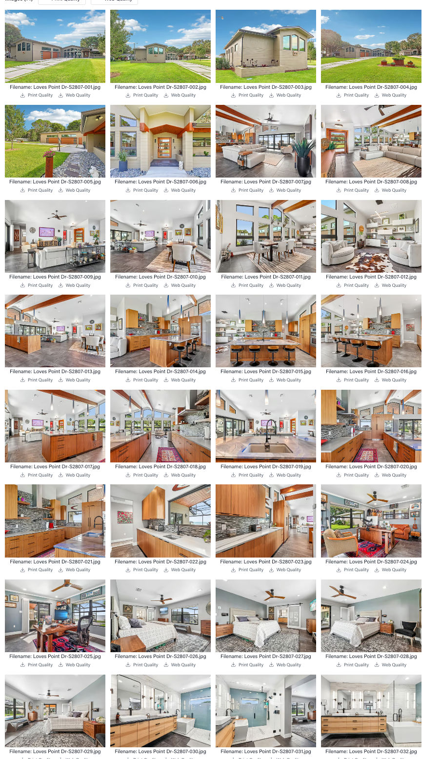 Real estate photography gallery sequence prepared for listing launch