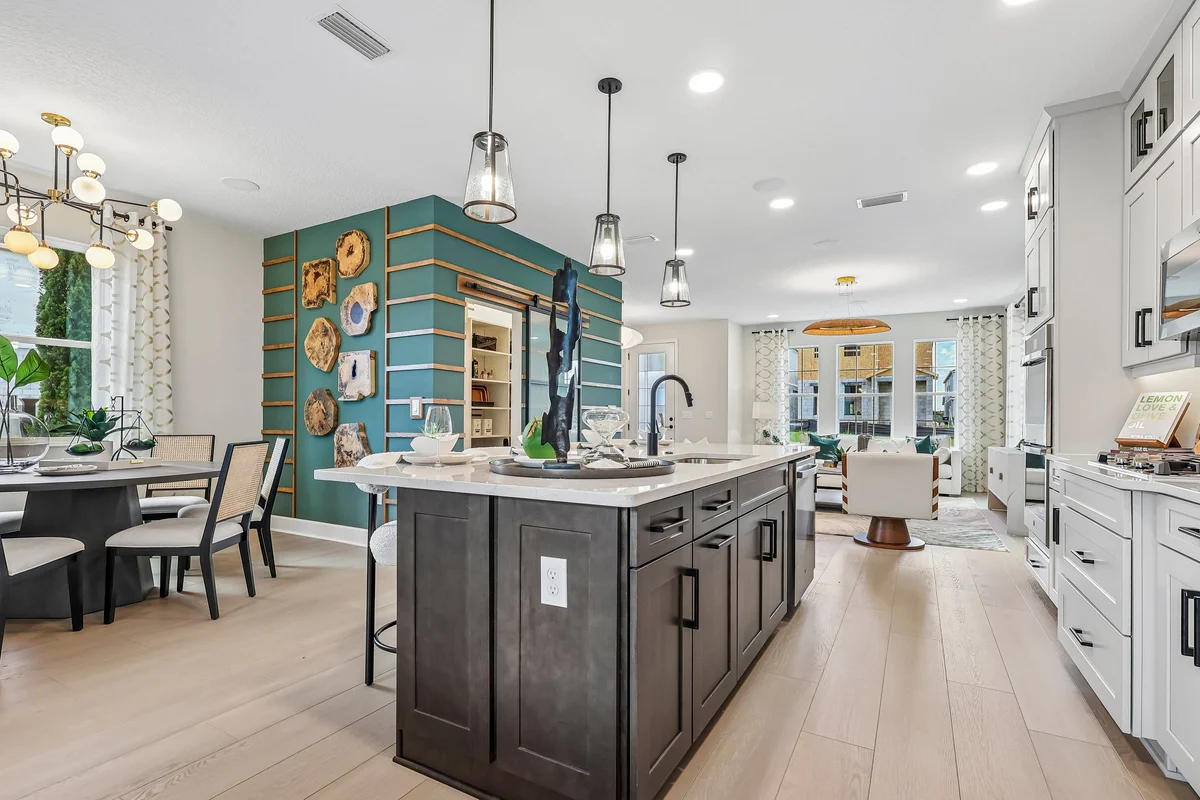 Wide-angle interior photography showing the spacious layout and flow of an Orlando vacation home.