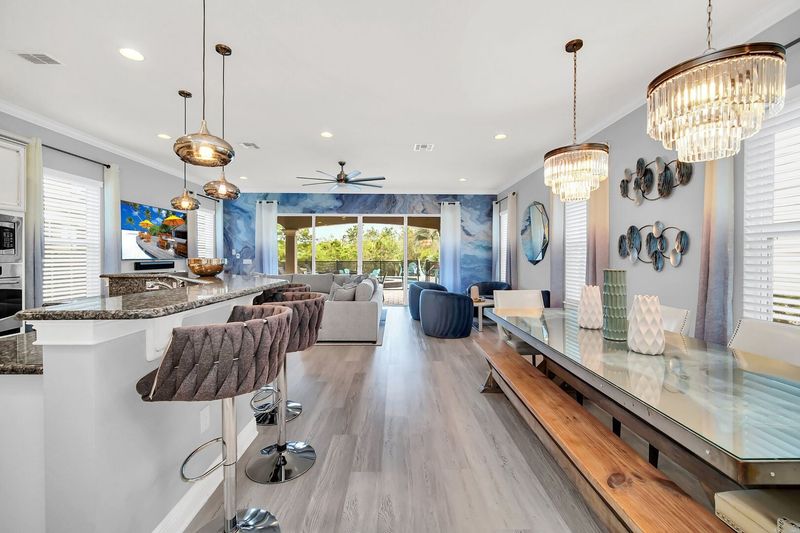 Open floor plan throughout the living space also featuring Sonos surround sound