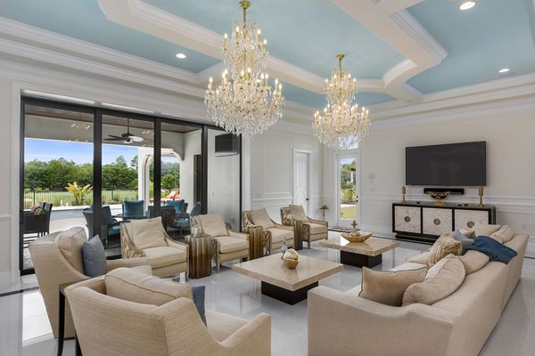 Elegant and stylish living area with amazing golf course views