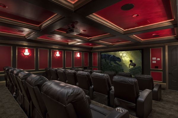 Experience this amazing theater room with 1080p projector and surround sound