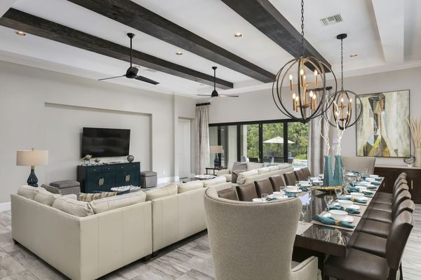 Enjoy family meals in the beautiful dining table can seat 16