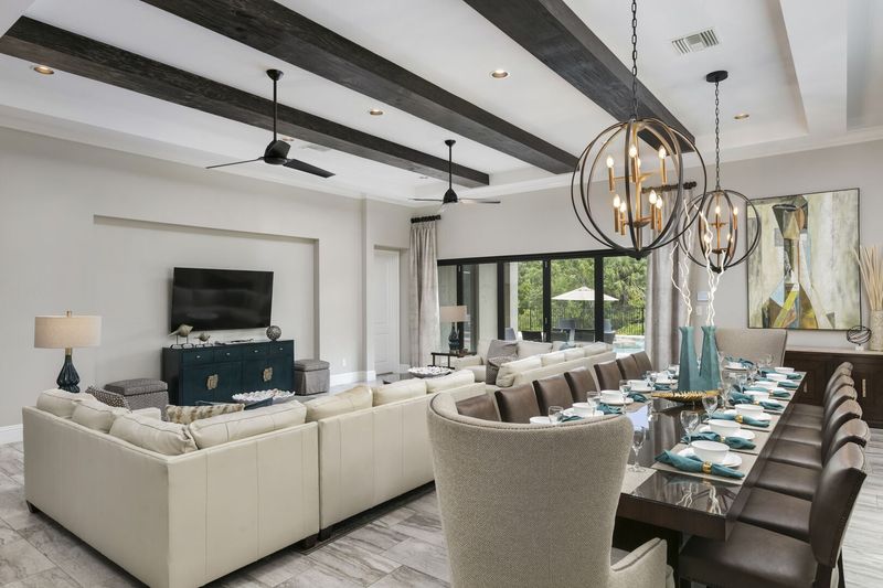 Enjoy family meals in the beautiful dining table can seat 16