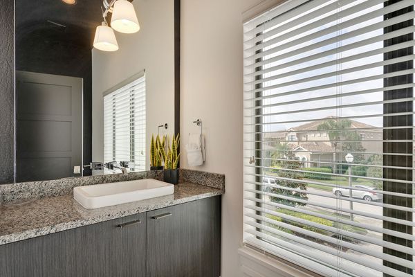 The second floor half bathroom