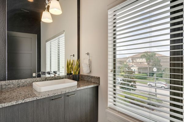 The second floor half bathroom