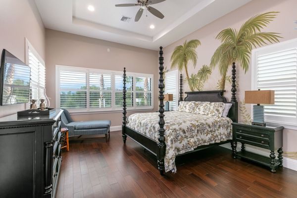 The Caribbean Suite (located in the annex) features a King size bed, en-suite bathroom, and views of the pool area