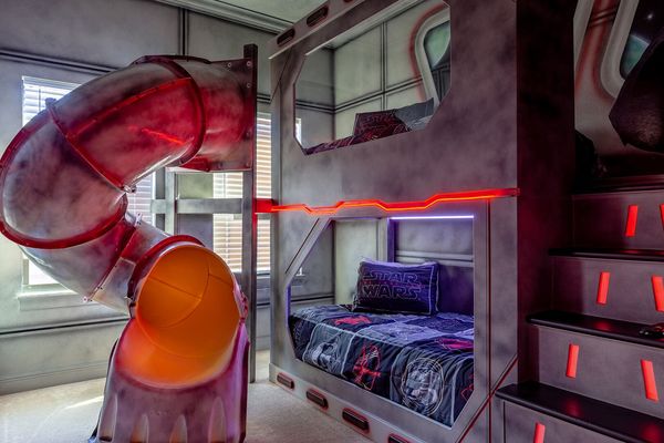 Slide down the bunk bed twisty slide after a great nights rest