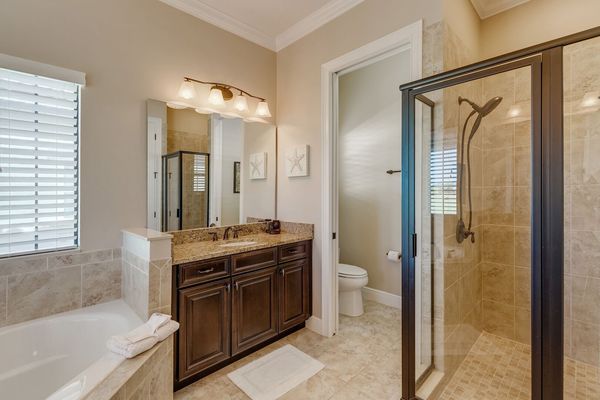 Guests can also enjoy the stand-alone shower