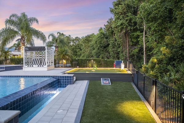 There are fun activities for everyone on this private patio