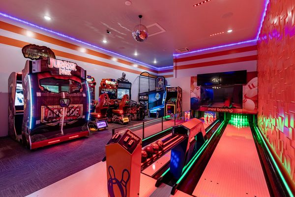 Bowl with the whole family in the custom two lane bowling alley