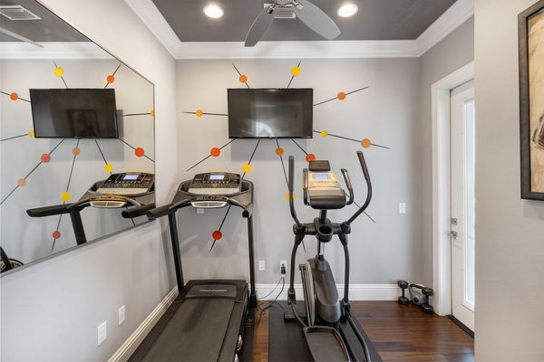 The fitness room has all you need for you not to change your workout routine