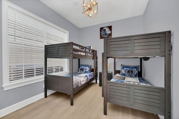 The second bedroom on the first floor is perfect for the kids