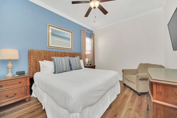 Rest your head in this comfy king bedroom