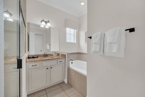 Enjoy this gorgeous bathroom with separate shower and tub