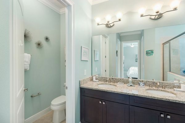 Plenty of space to get ready in the ensuite master bathroom